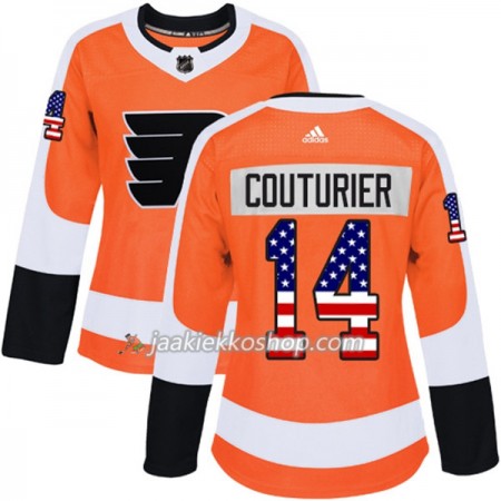 Nainen NHL Philadelphia Flyers Pelipaita Sean Couturier 14 Adidas 2017-2018 Oranssi USA Flag Fashion Authentic